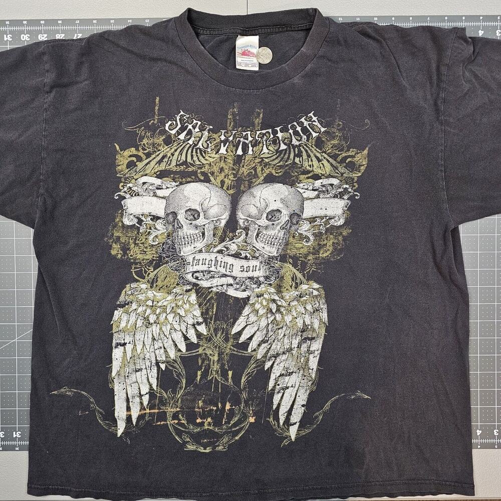 Vintage Salvation Tshirt XXL Y2K MMA Wings Skull Biker Streetwear Punk Grunge